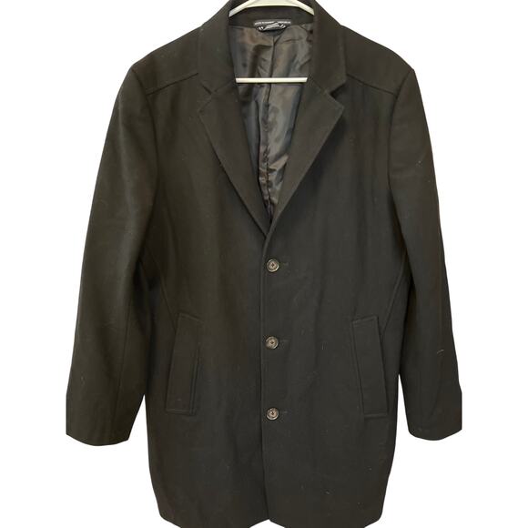 Nautica Men’s Wool Blend Black Overcoat Dress Coat 40 R Office Preppy Date Night - Picture 1 of 5